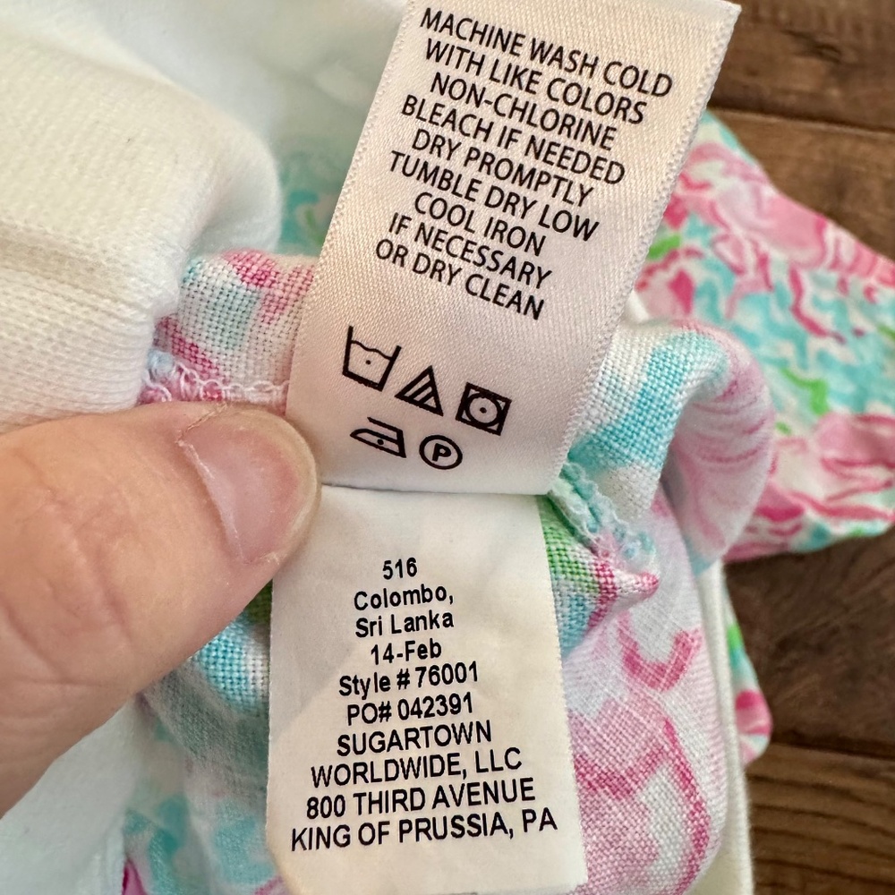 Lilly Pulitzer Little Beach Pants Lobster Roll Spa Blue Linen Girls Size S 4 5 D - Picture 6 of 6